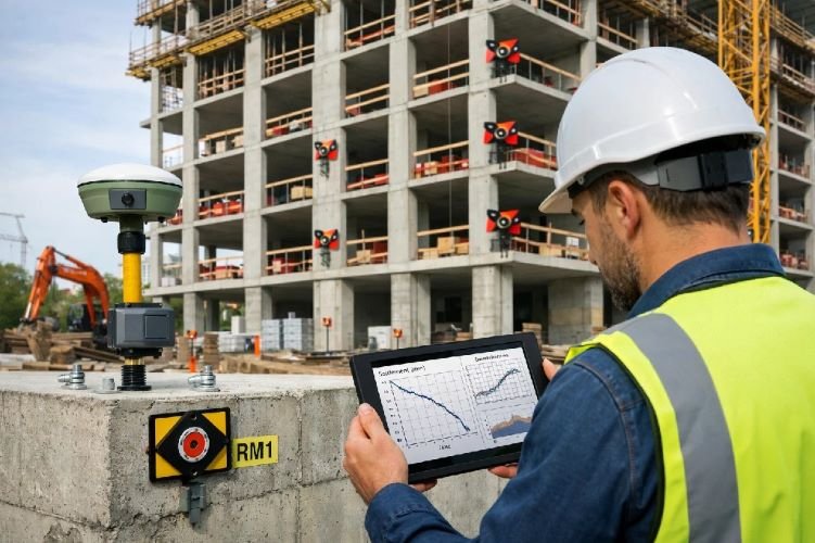 Construction settlement monitoring and building construction monitoring using satellite technology for foundation safety