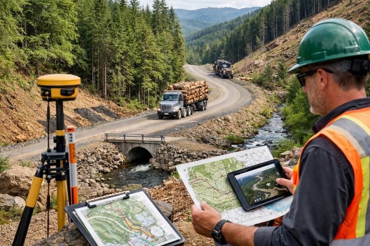 Forest road planning and harvest planning using LiDAR terrain analysis technology