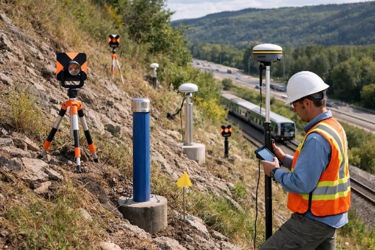 Ground movement monitoring and slope stability monitoring using satellite technology for landslide detection