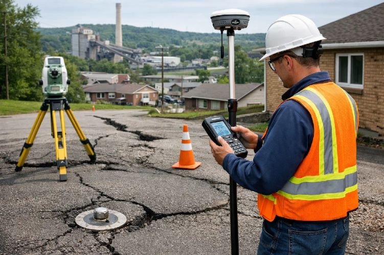 Ground subsidence monitoring for underground mining including coal mine and longwall subsidence tracking