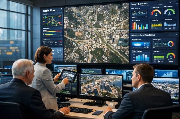 Satellite data and mapping for smart city planning and urban management systems