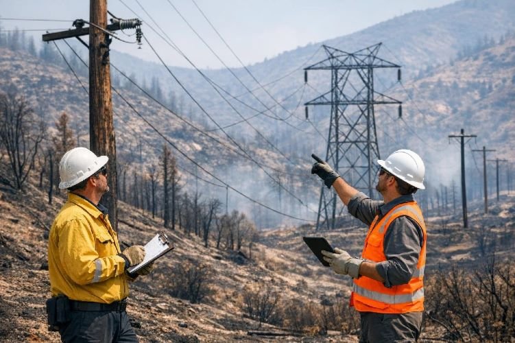 Wildfire risk assessment and post-fire utility infrastructure damage detection monitoring