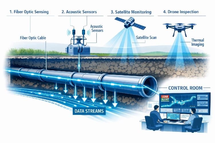 Pipeline leak detection technology comparison fiber optic satellite sensors