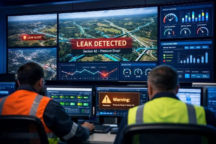 Pipeline monitoring control room satellite data integration oil gas