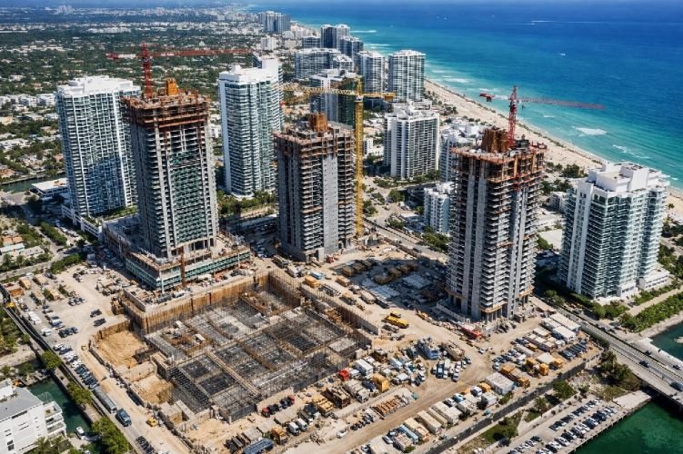 Construction site monitoring with aerial satellite view