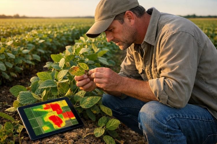 agronomist crop disease detection satellite map United States field