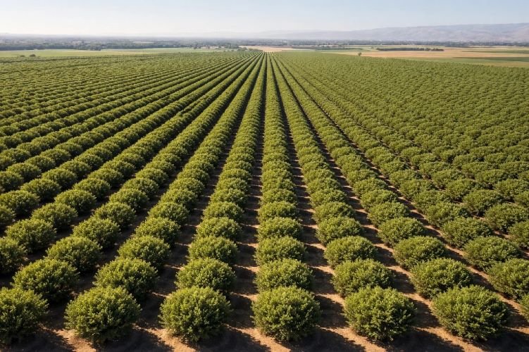 precision irrigation healthy crops Central Valley satellite guided