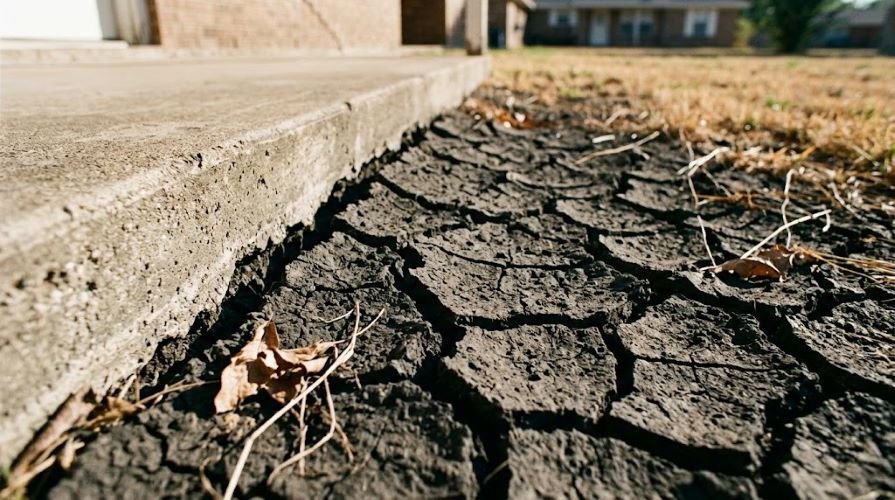 Expansive clay soil cracking during Texas drought